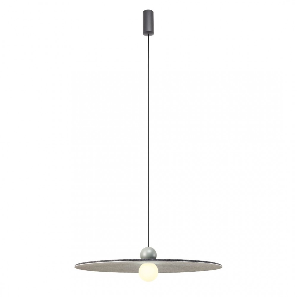 Suspension Redo Nuwa, metal, glass, sound-absorbing felt, dark grey/grey, LED, 7W, 420 lumens, warm white 3000K, D.60 cm