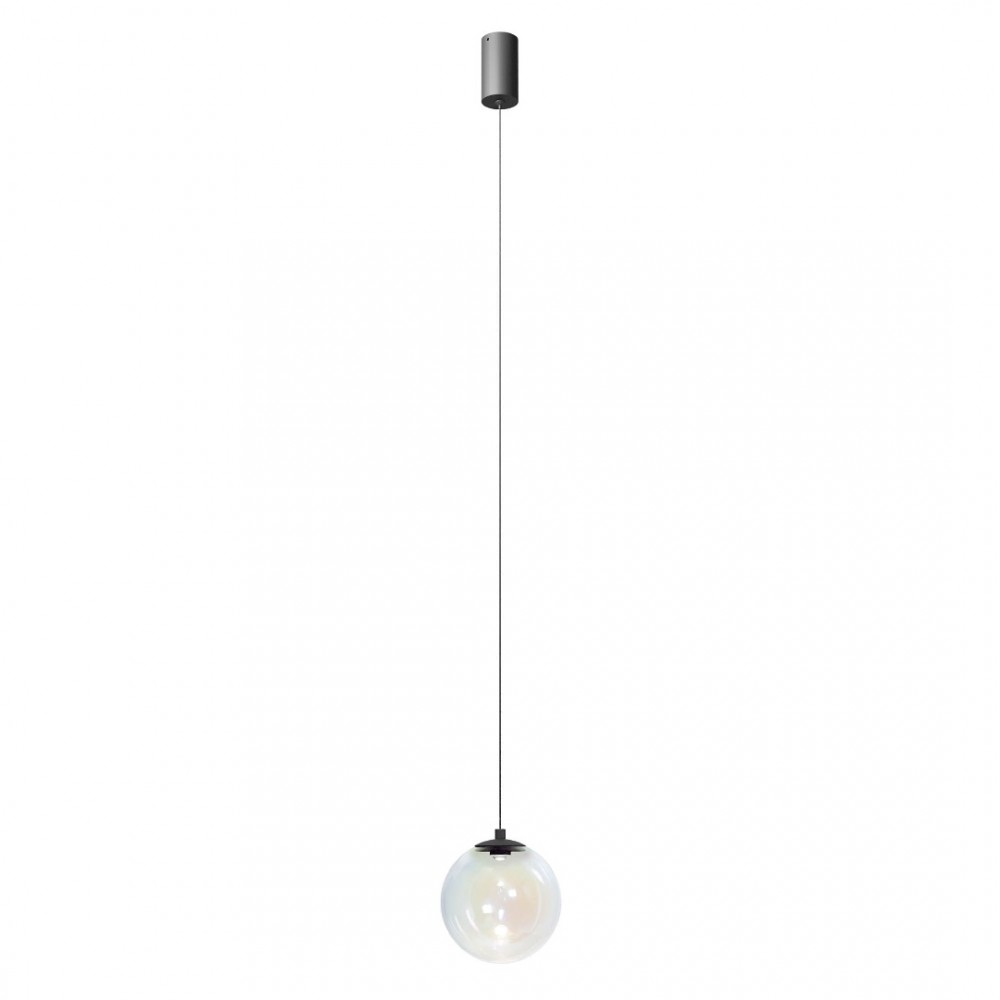 Suspension Redo Irides, metal, glass, sand black/dichroic, LED, 5W, 404 lumens, warm white 3000K, D.15 cm