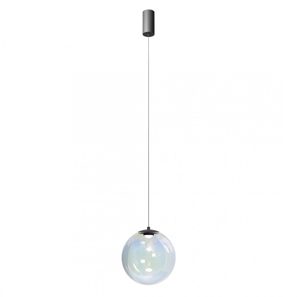 Suspension Redo Irides, metal, glass, sand black/dichroic, LED, 10W, 645 lumens, warm white 3000K, D.25 cm