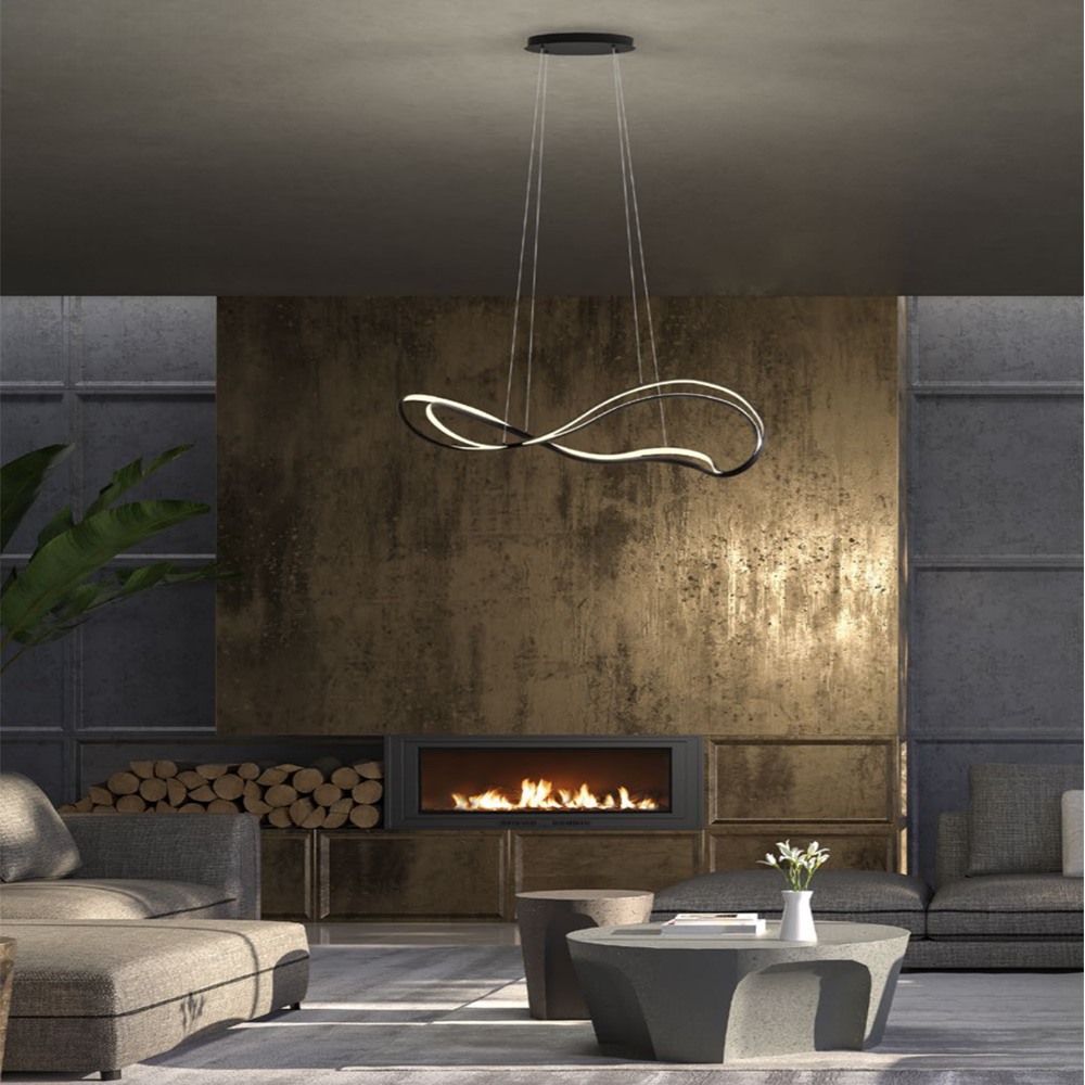 Suspension Redo Tempest, metal, sand black, dimmable, LED, 58W, 4060 lumens, warm white 3000K, L.115 cm