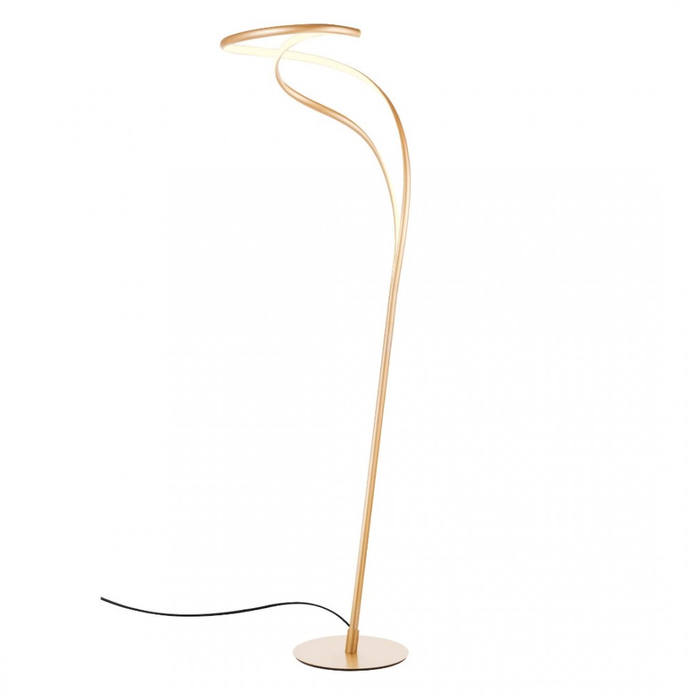 Floor lamp Redo Tempest, metal, matt gold, dimmable, LED, 30W, 2100 lumens, warm white 3000K, H.160 cm