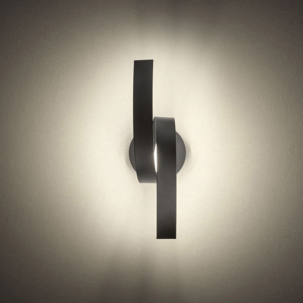 Wall lamp Redo Impuls, metal, sand black, LED, 11W, 770 lumens, warm white 3000K, H.40 cm