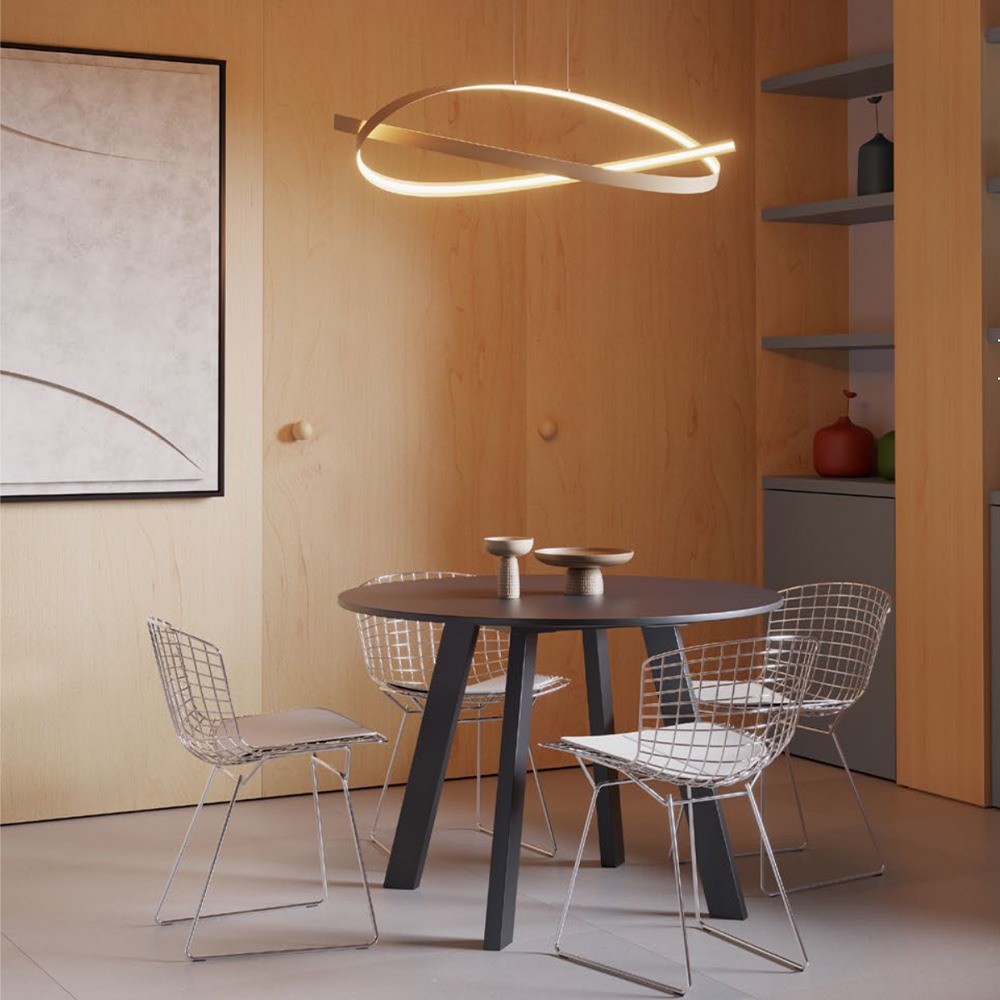 Suspension Redo Impuls, metal, matt gold, dimmable, LED, 38W, 2660 lumens, warm white 3000K, L.107 cm