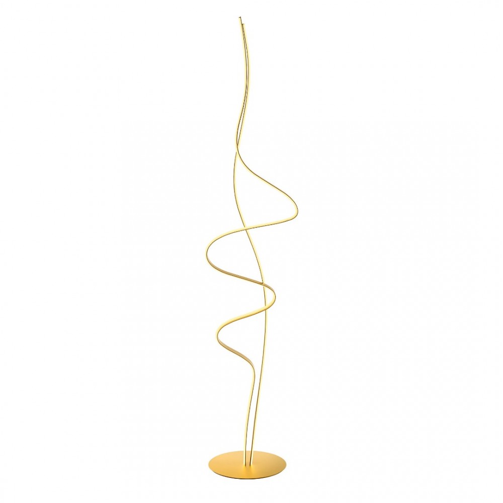 Floor lamp Redo Impuls, metal, matt gold, dimmable, LED, 36W, 2520 lumens, warm white 3000K, H.160 cm