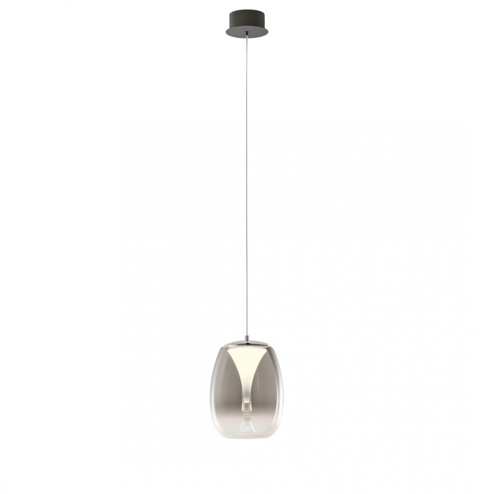 Suspension Redo Drop, metal, glass, sand black/gradient smoke, LED, 8W, 560 lumens, warm white 3000K, D.20 cm