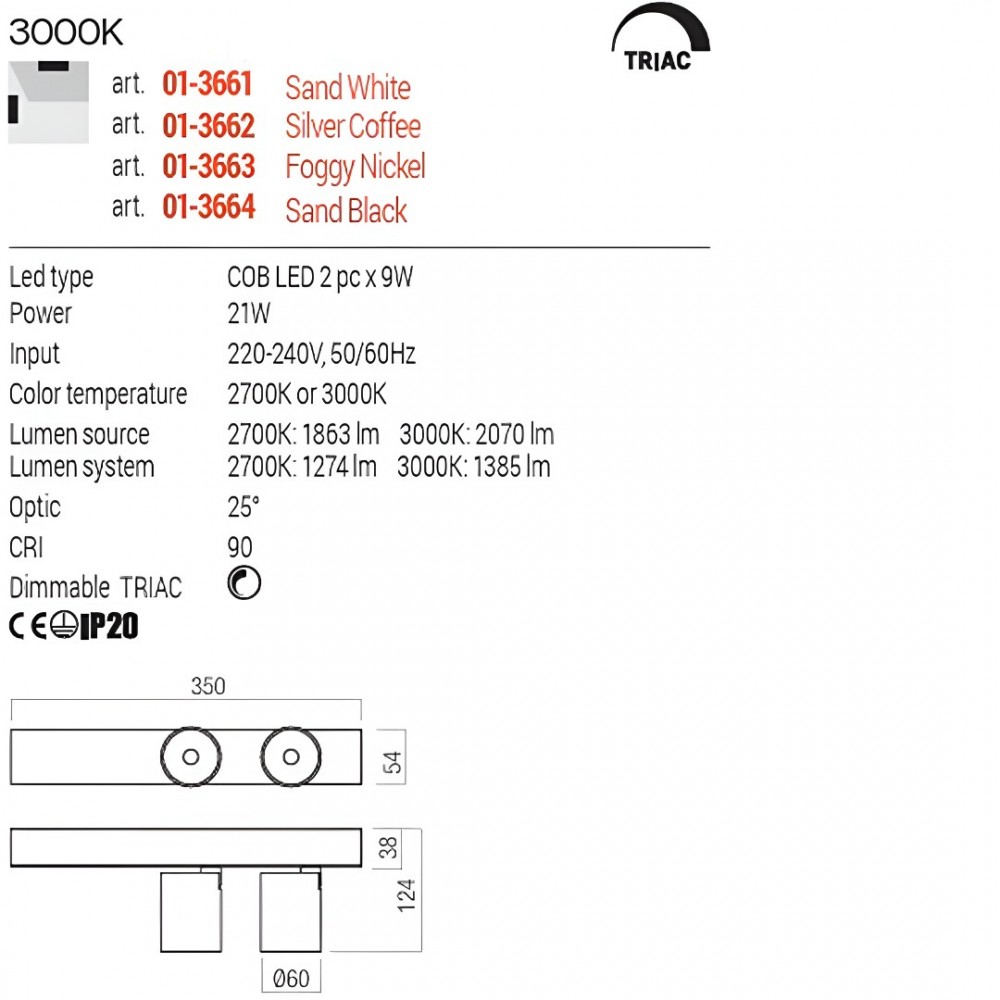 Wall lamp Redo Takto, metal, matt black, dimmable, LED, 21W, 1385 lumens, warm white 3000K, L.35 cm