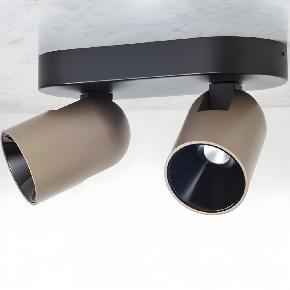 Ceiling lamp Redo Kobe, metal, matt black/silver coffee, dimmable, LED, 16W, 1103 lumens, warm white 3000K, L.20 cm