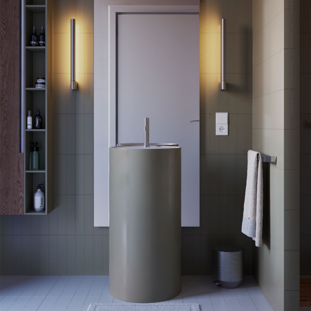 Wall lamp Redo Cityline, metal, foggy nickel, LED, 8,5W, 375 lumens, warm white 3000K, H.44 cm