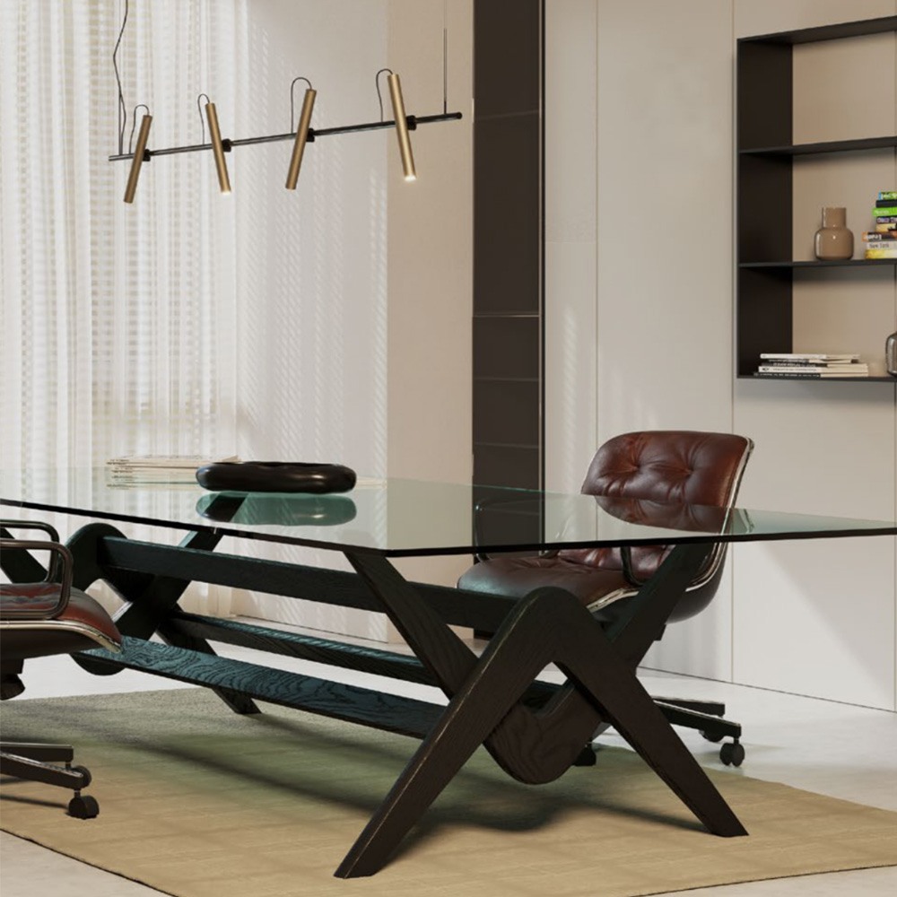 Pendant lamp Redo Praxi, metal, matt black/silver coffee, dimmable, LED, 28,5W, 1738 lumens, warm white 3000K, L.150 cm