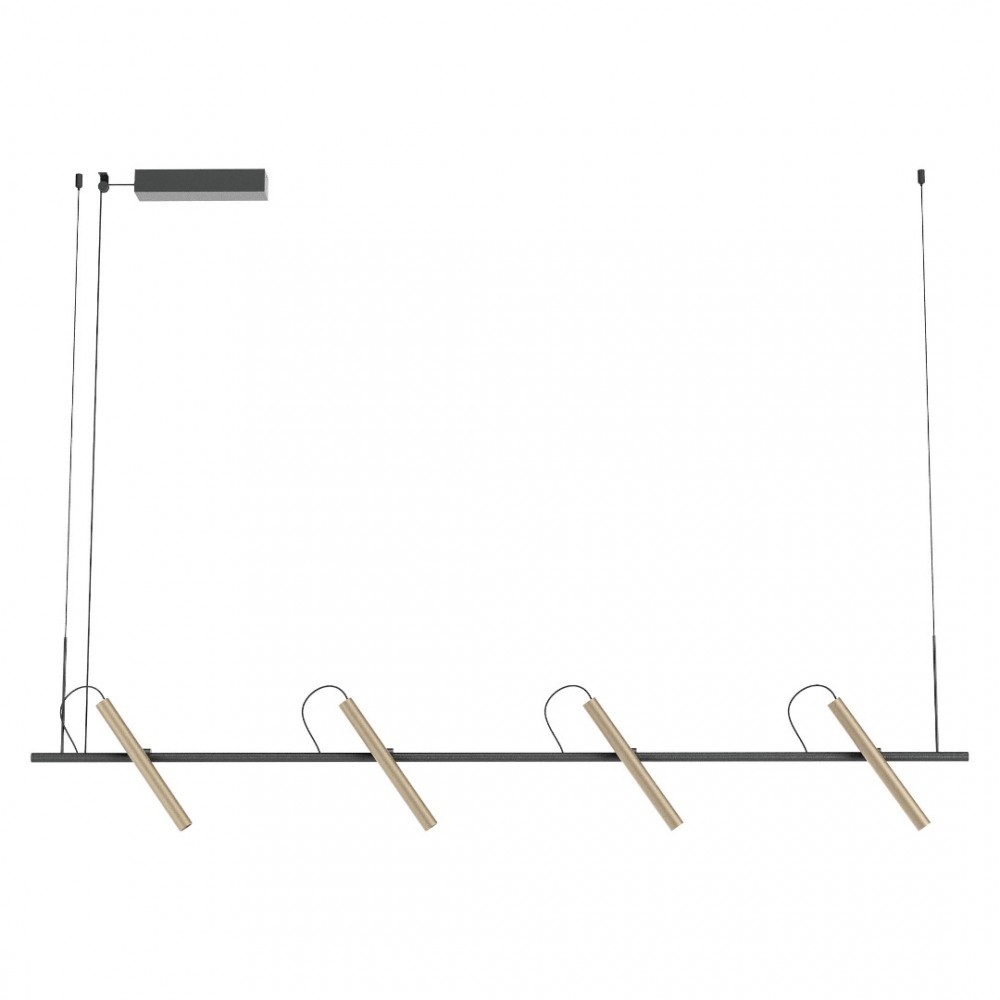 Pendant lamp Redo Praxi, metal, matt black/silver coffee, dimmable, LED, 28,5W, 1738 lumens, warm white 3000K, L.150 cm