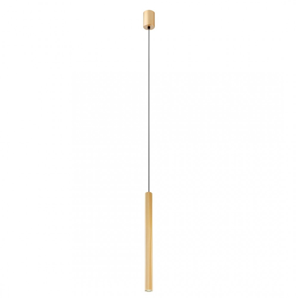 Suspension Redo Nikos, metal, matt gold, LED, 8W, 408 lumens, warm white 3000K, D.2,6 cm