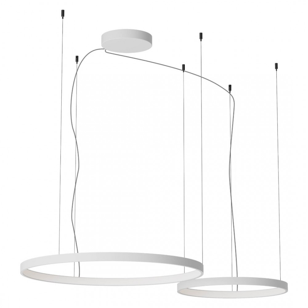 Suspension Redo Orion, metal, sand white, dimmable, LED CCT, 98W, 6148 lumens, 2700K/3000K/4000K, D.50/D.75 cm