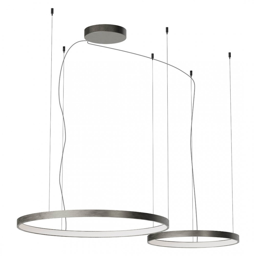 Suspension Redo Orion, metal, foggy nickel, dimmable, LED CCT, 98W, 6148 lumens, 2700K/3000K/4000K, D.50/D.75 cm
