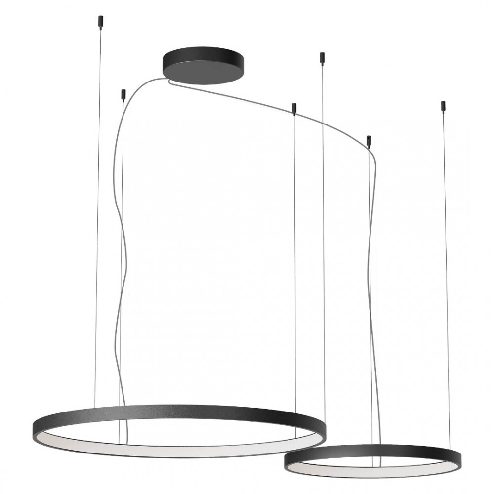 Suspension Redo Orion, metal, sand black, dimmable, LED CCT, 98W, 6148 lumens, 2700K/3000K/4000K, D.50/D.75 cm