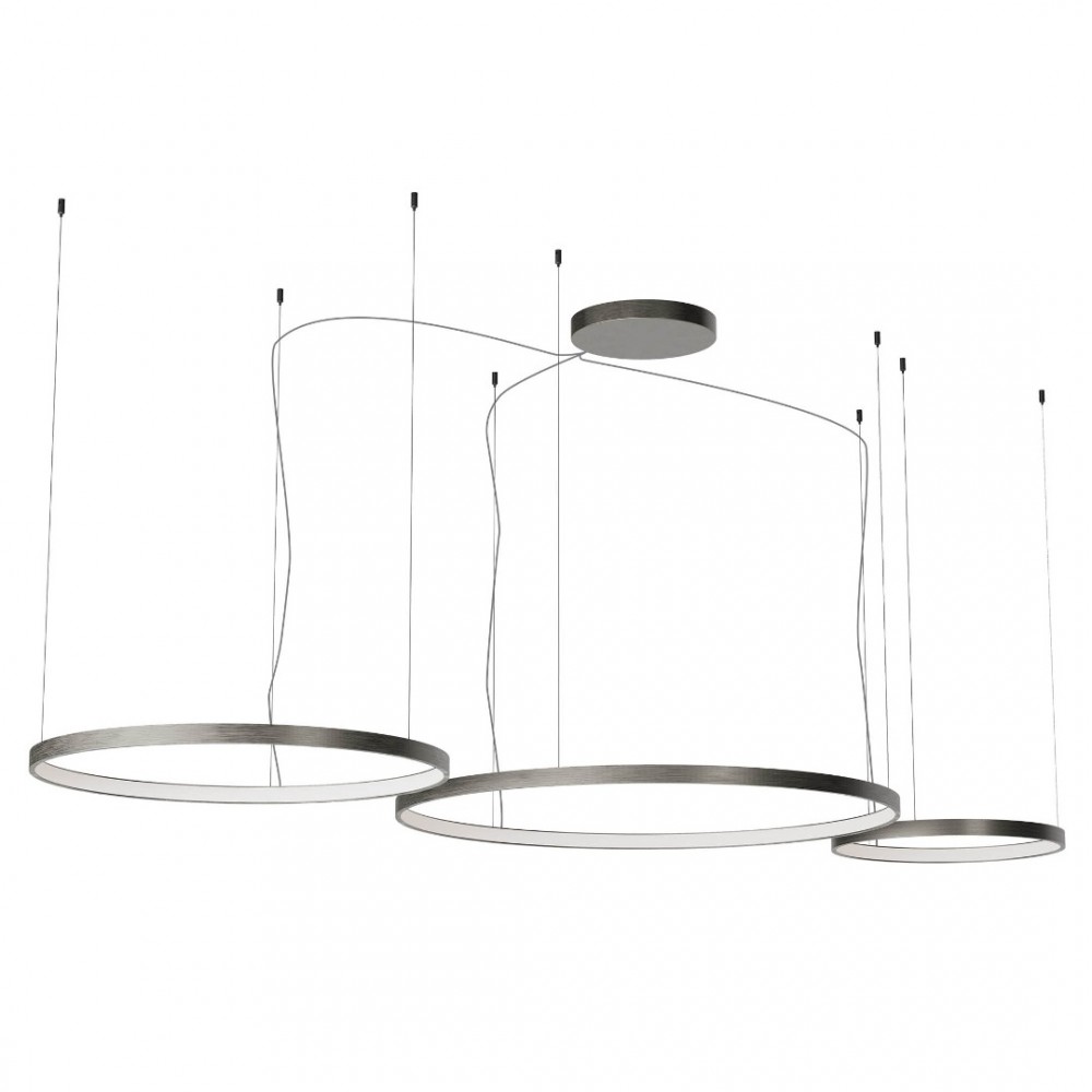Suspension Redo Orion, metal, foggy nickel, dimmable, LED CCT, 176W, 11406 lumens, 2700K/3000K/4000K, D.50/75/100 cm