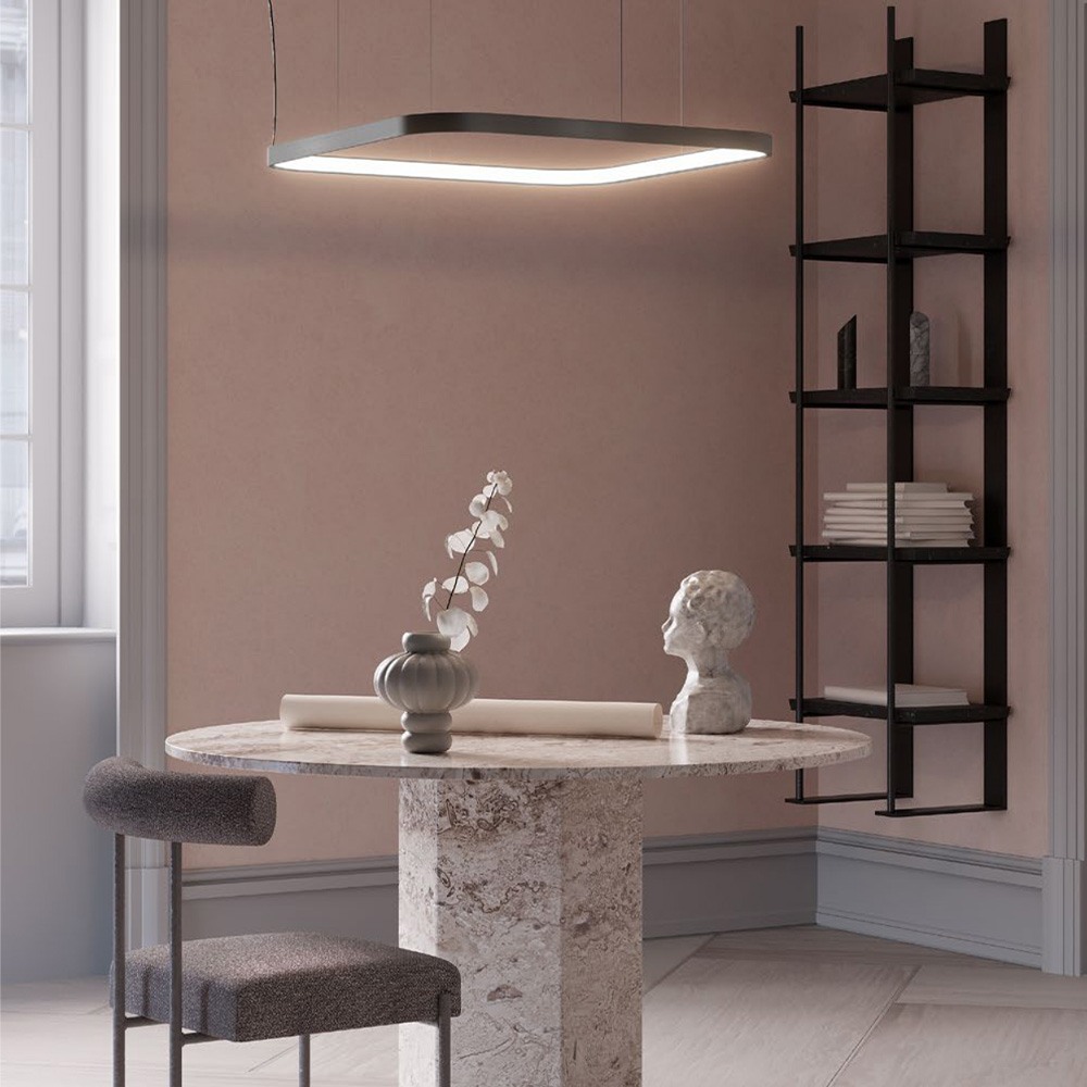 Suspension Redo Orion, metal, sand black, dimmable, LED CCT, 40W, 2609 lumens, 2700K/3000K/4000K, L.50 cm