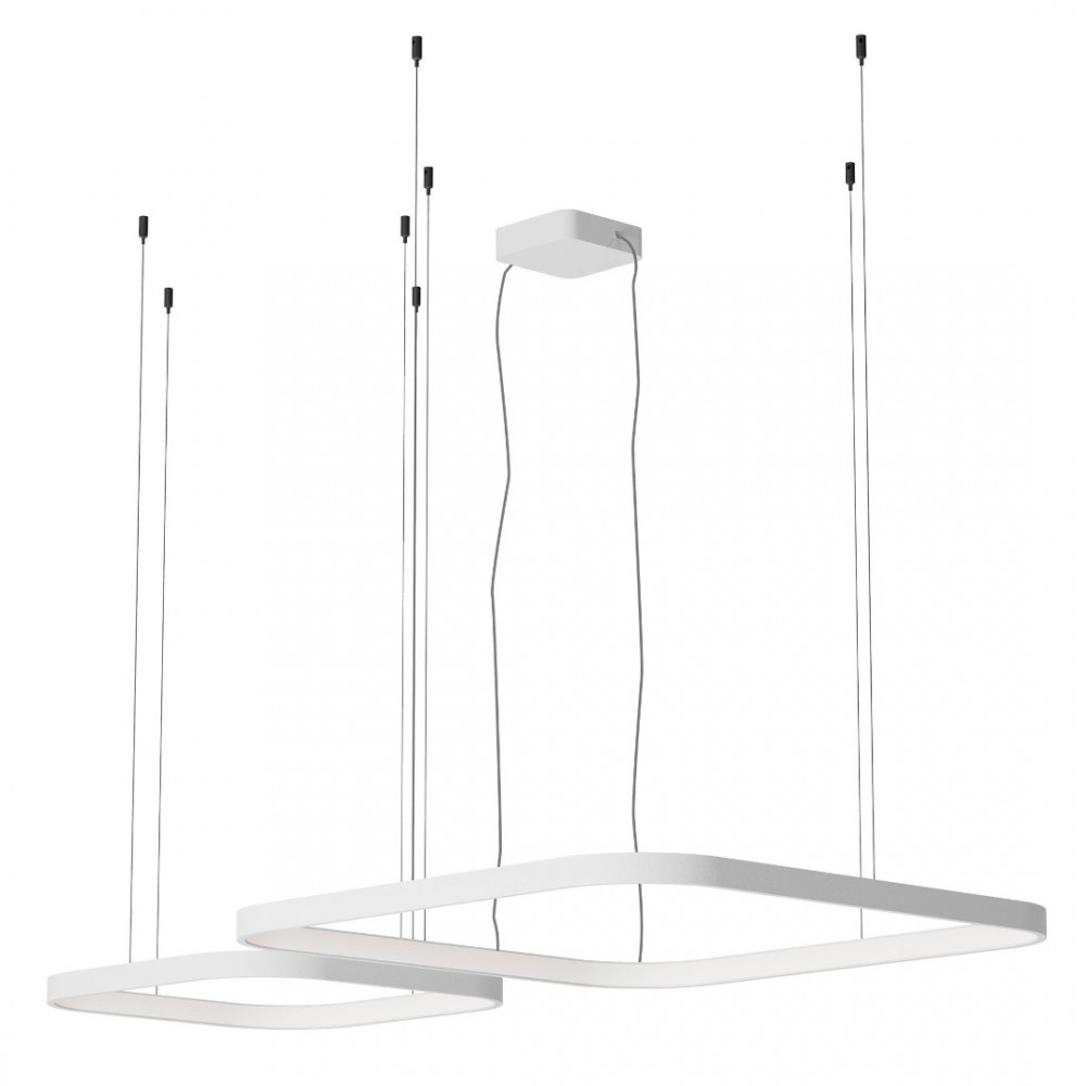 Suspension Redo Orion, metal, sand white, dimmable, LED CCT, 96W, 6008 lumens, 2700K/3000K/4000K, L.50/75 cm