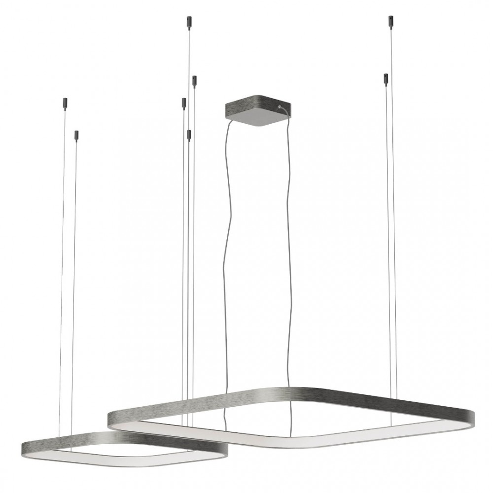 Suspension Redo Orion, metal, foggy nickel, dimmable, LED CCT, 96W, 6008 lumens, 2700K/3000K/4000K, L.50/75 cm