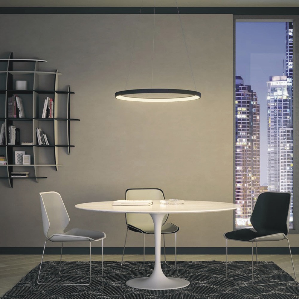 Suspension Redo Iconic, metal, sand black, dimmable, LED CCT, 50W, 2892 lumens, 3000K/4000K, D.58 cm