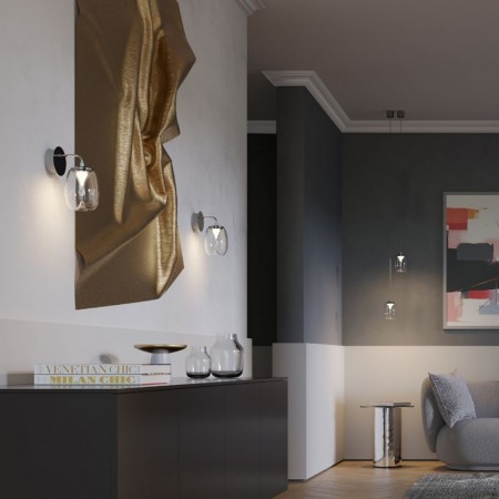 Wall lamp Redo Drop, metal, glass, chrome, LED, 6W, 420 lumens, warm white 3000K, H.22 cm