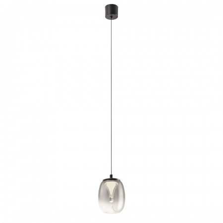 Suspension Redo Drop, metal, glass, sand black/gradient smoke, LED, 6W, 420 lumens, warm white 3000K, D.11 cm