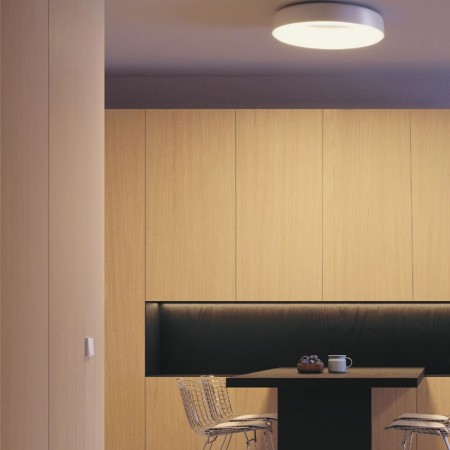 Ceiling lamp Redo Dip, metal, glossy white, LED CCT, 30W, 2091 lumens, 2700K/3000K/4000K/5000K/6500K, D.49 cm