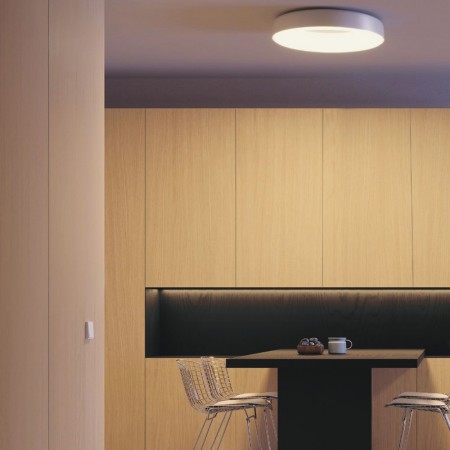 Ceiling lamp Redo Dip, metal, glossy white, LED CCT, 40W, 3098 lumens, 2700K/3000K/4000K/5000K/6500K, D.62 cm