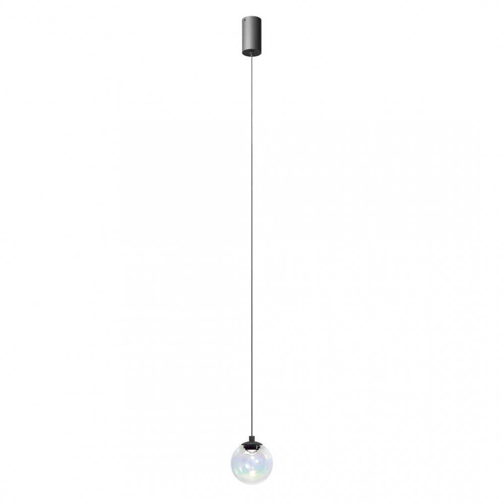 Suspension Redo Irides, metal, glass, sand black/dichroic, LED, 3W, 209 lumens, warm white 3000K, D.10 cm