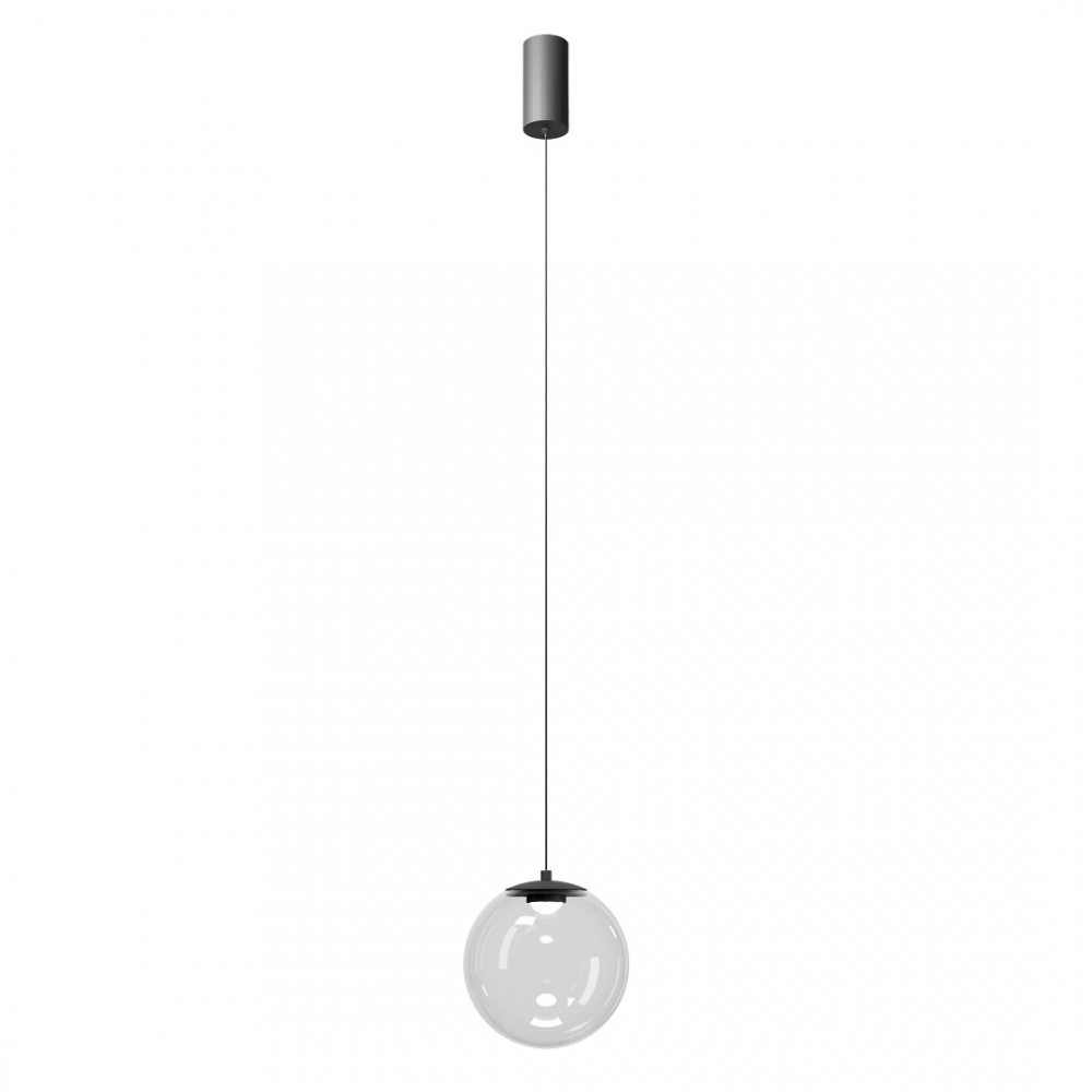 Suspension Redo Irides, metal, glass, sand black/transparent, LED, 7W, 568 lumens, warm white 3000K, D.20 cm