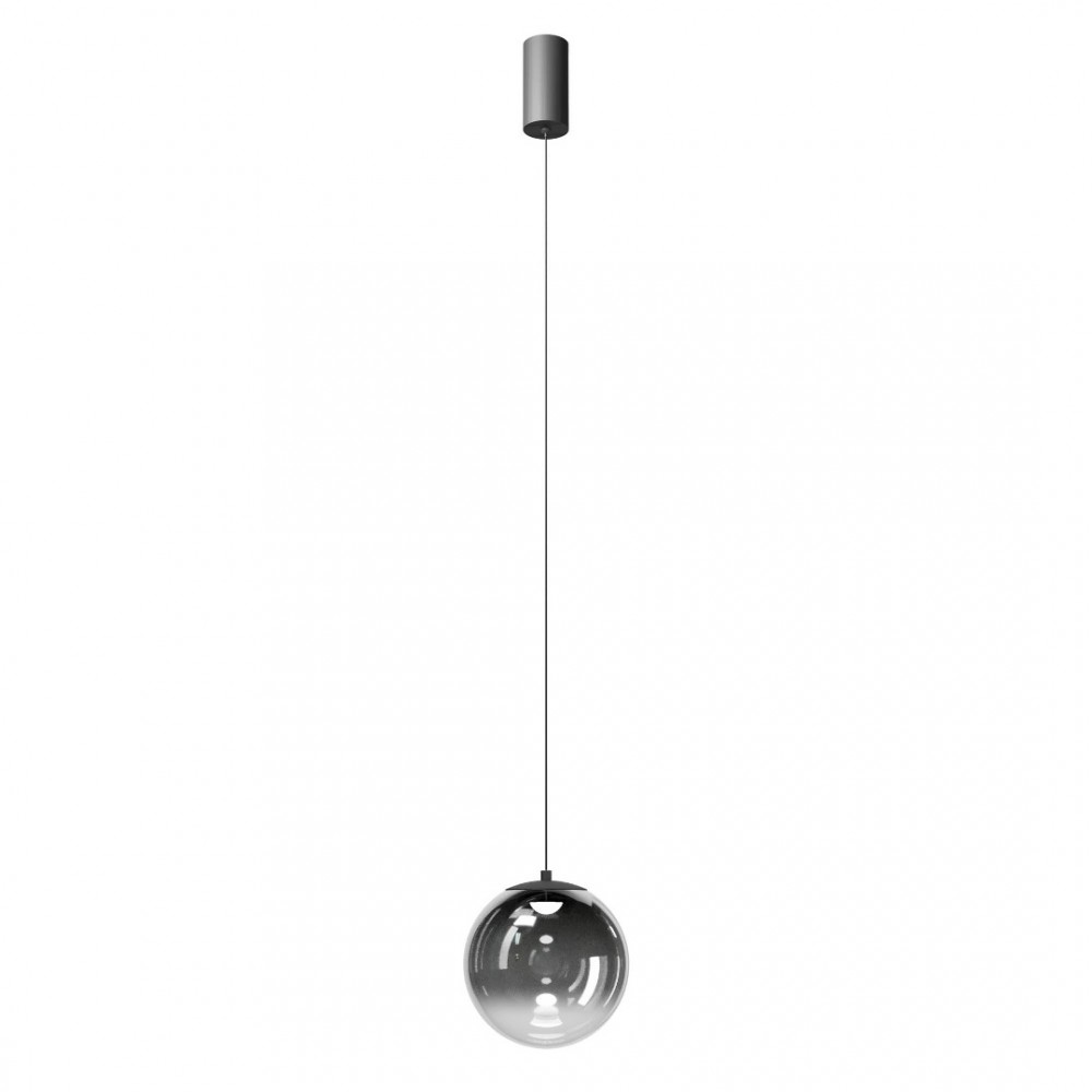 Suspension Redo Irides, metal, glass, sand black/gradient smoke, LED, 7W, 568 lumens, warm white 3000K, D.20 cm