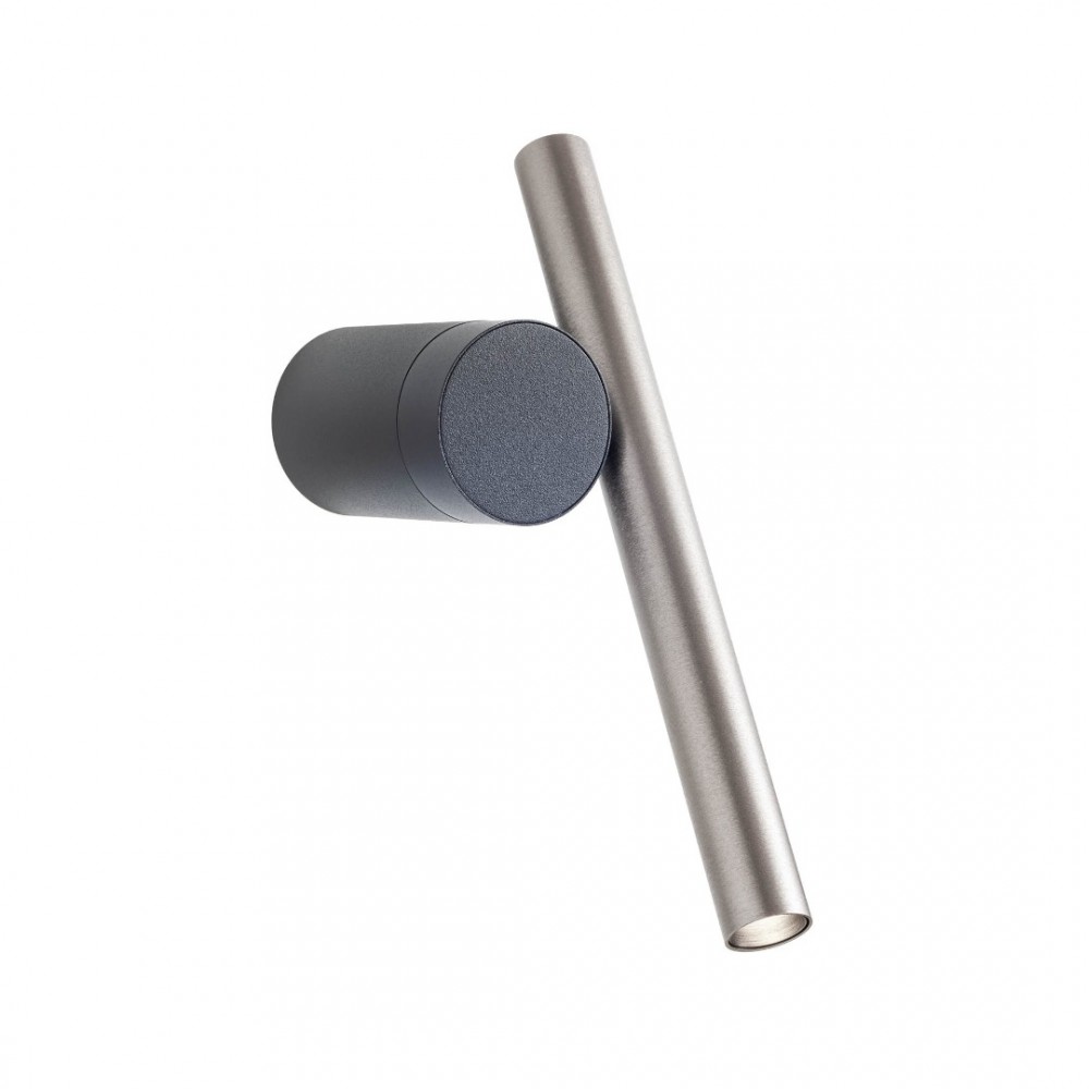 Wall lamp Redo Praxi, metal, matt black/foggy nickel, dimmable, LED, 8,3W, 542 lumens, warm white 3000K, H.27 cm