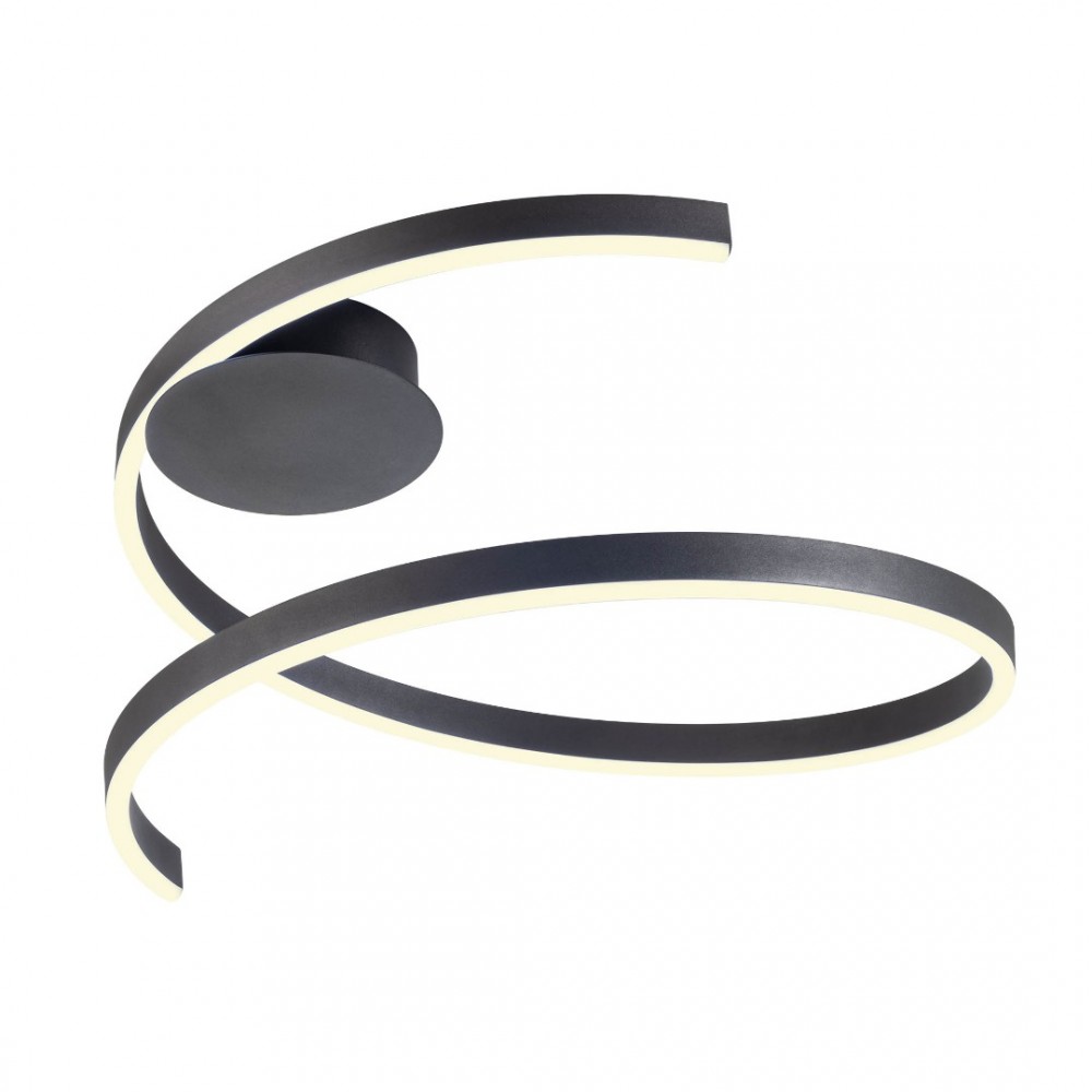 Ceiling lamp Redo Scroll, metal, sand black, dimmable, LED CCT, 38W, 1910 lumens, 3000K/4000K/6000K, D.60 cm