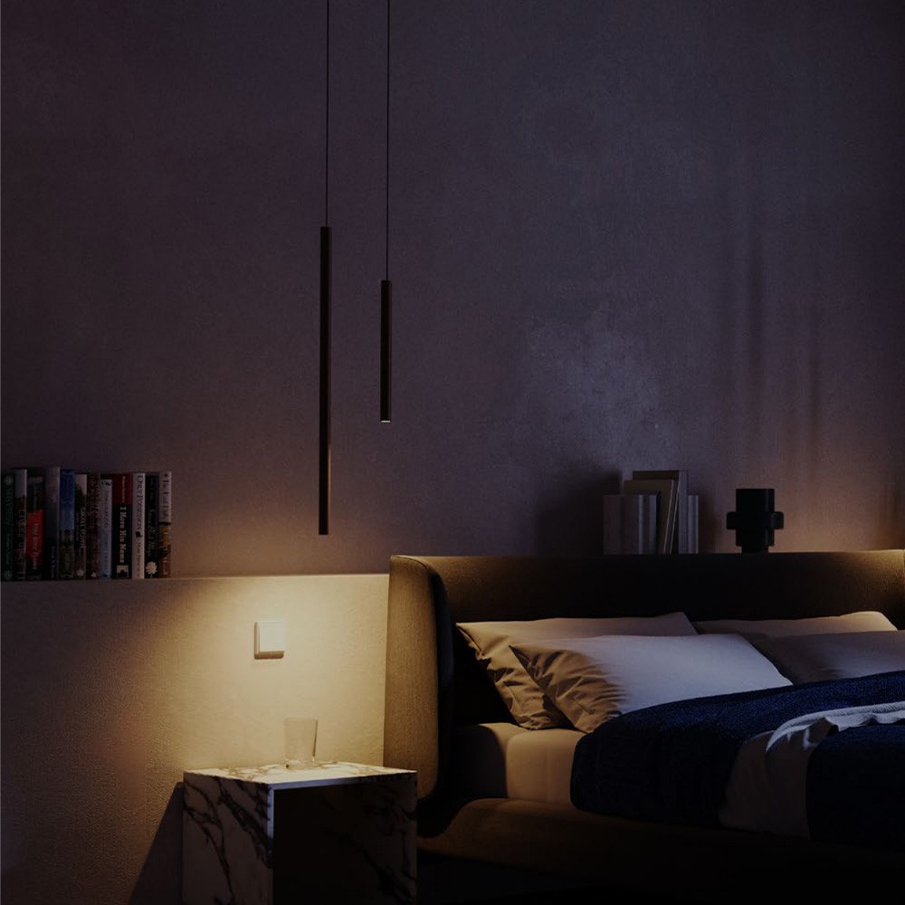 Suspension Redo Kanji, metal, sand black, LED, 6,2W, 495 lumens, warm white 3000K, D.2 cm