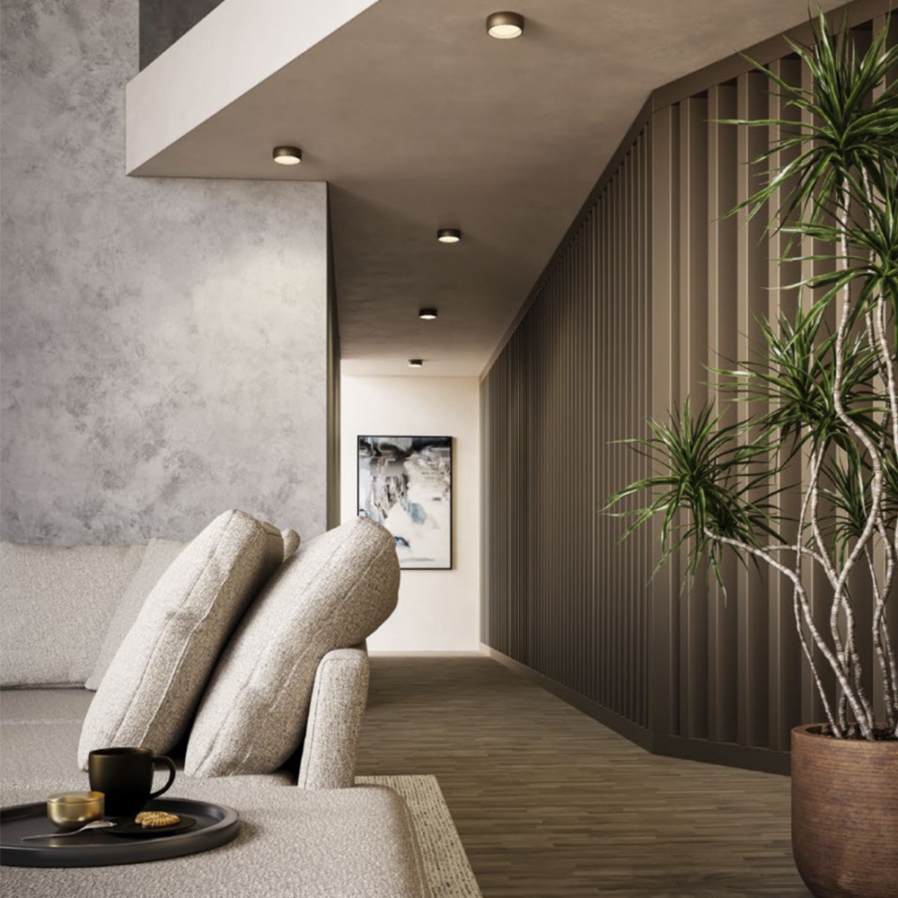 Ceiling lamp Poll, metal, brushed brown, dimmable, LED, 20W, 1318 lumens, warm white 3000K, D.15 cm