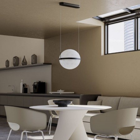 Pendant lamp Redo Atlas, metal, acryl, sand black, LED, 34W, 2407 lumens, warm white 3000K, D.40 cm