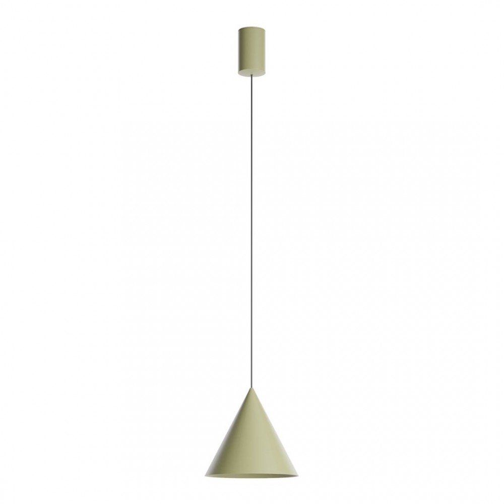 Suspension Redo Konos, metal, matt olive, dimmable, LED, 10W, 522 lumens, warm white 3000K, D.18 cm