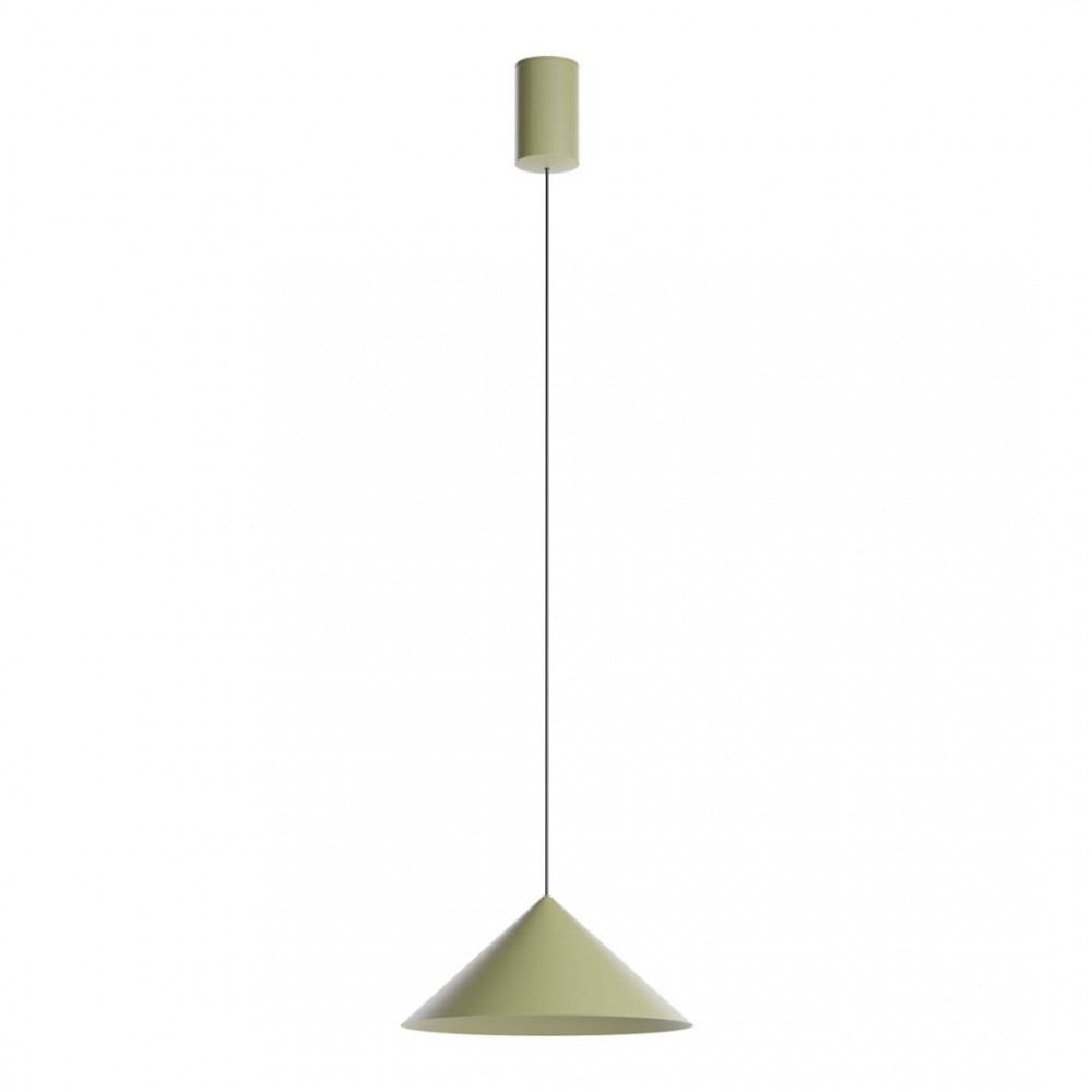 Suspension Redo Konos, metal, matt olive, dimmable, LED, 10W, 562 lumens, warm white 3000K, D.24 cm