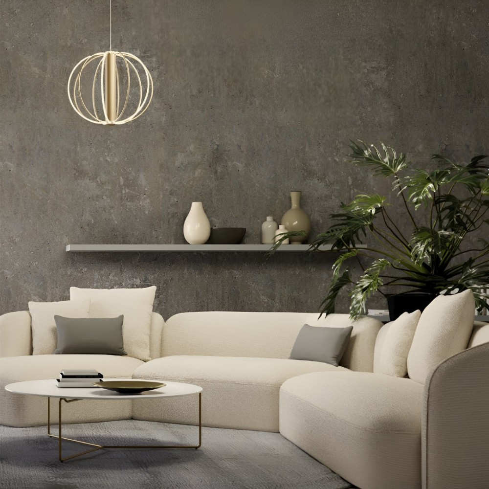 Suspension Redo Moss, metal, matt gold, dimmable, LED, 41W, 2721 lumens, warm white 3000K, D.50 cm