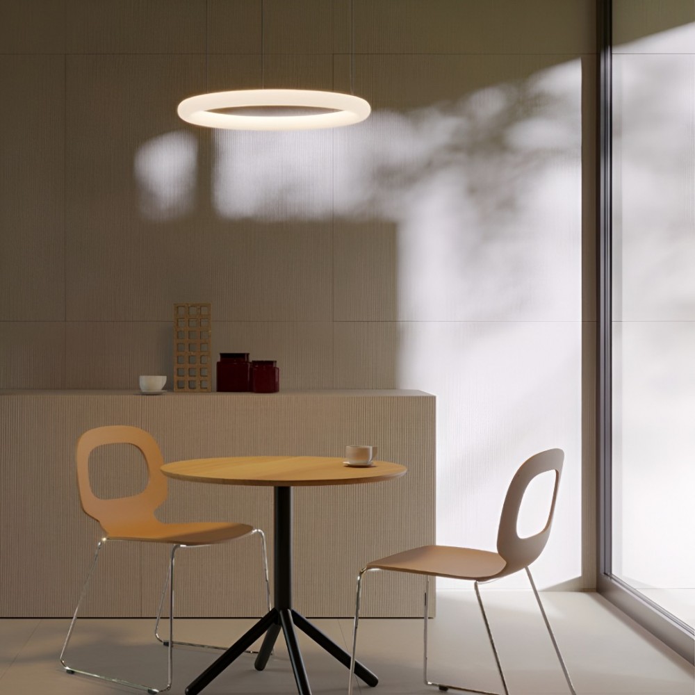 Suspension Redo Halley, metal, sand white, LED CCT, 40W, 3565 lumens, 2700K/3000K/4000K, D.63 cm