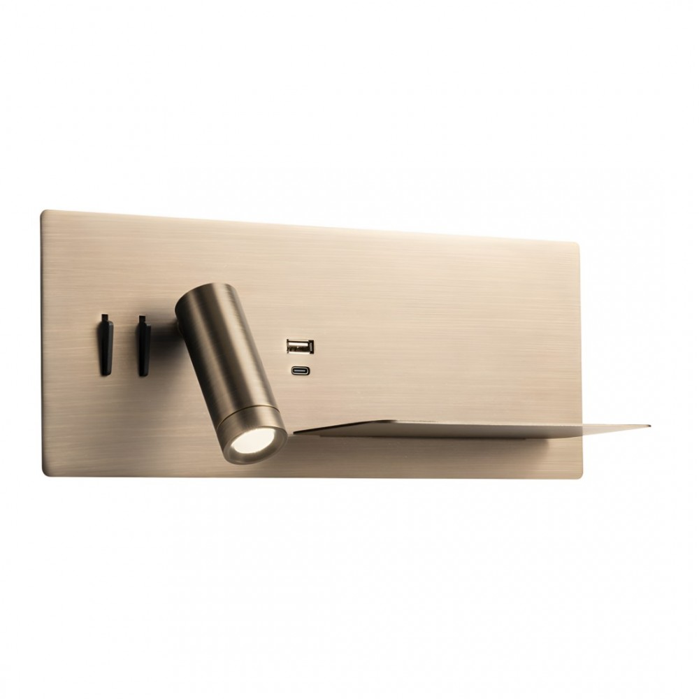 Wall lamp Redo Brook, metal, antique bronze, LED, 8W+3W, 868 lumens, warm white 3000K, L.30 cm