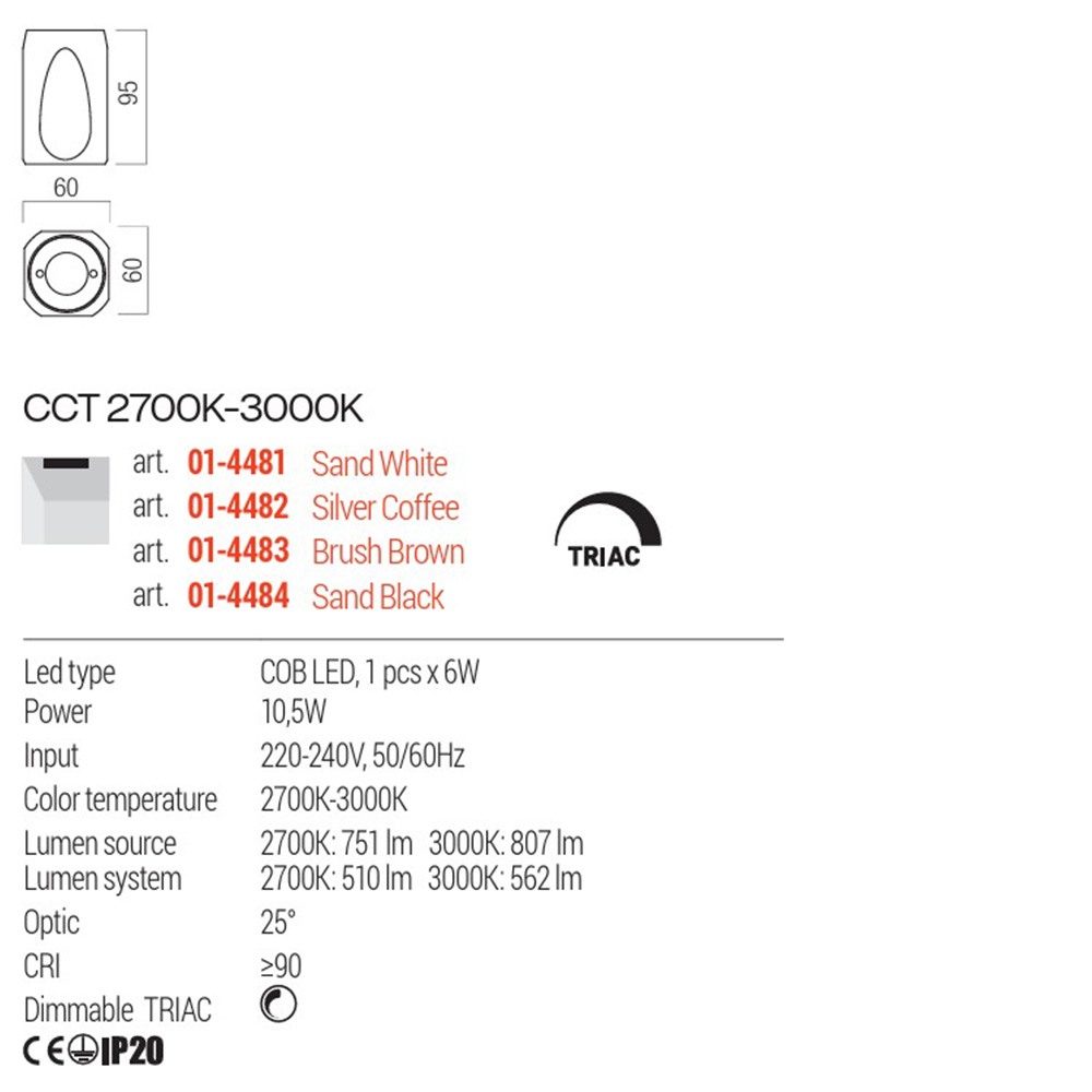 Ceiling lamp Redo Crisp, metal, brushed brown, LED CCT, 10,5W, 562 lumens, warm white 2700K/3000K, H.9 cm