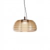 Suspension Redo Ondula, metal, glass, matt coffee/amber, dimmable, LED CCT, 20W, 1984 lumens, warm white 2700K/3000K, D.41 cm