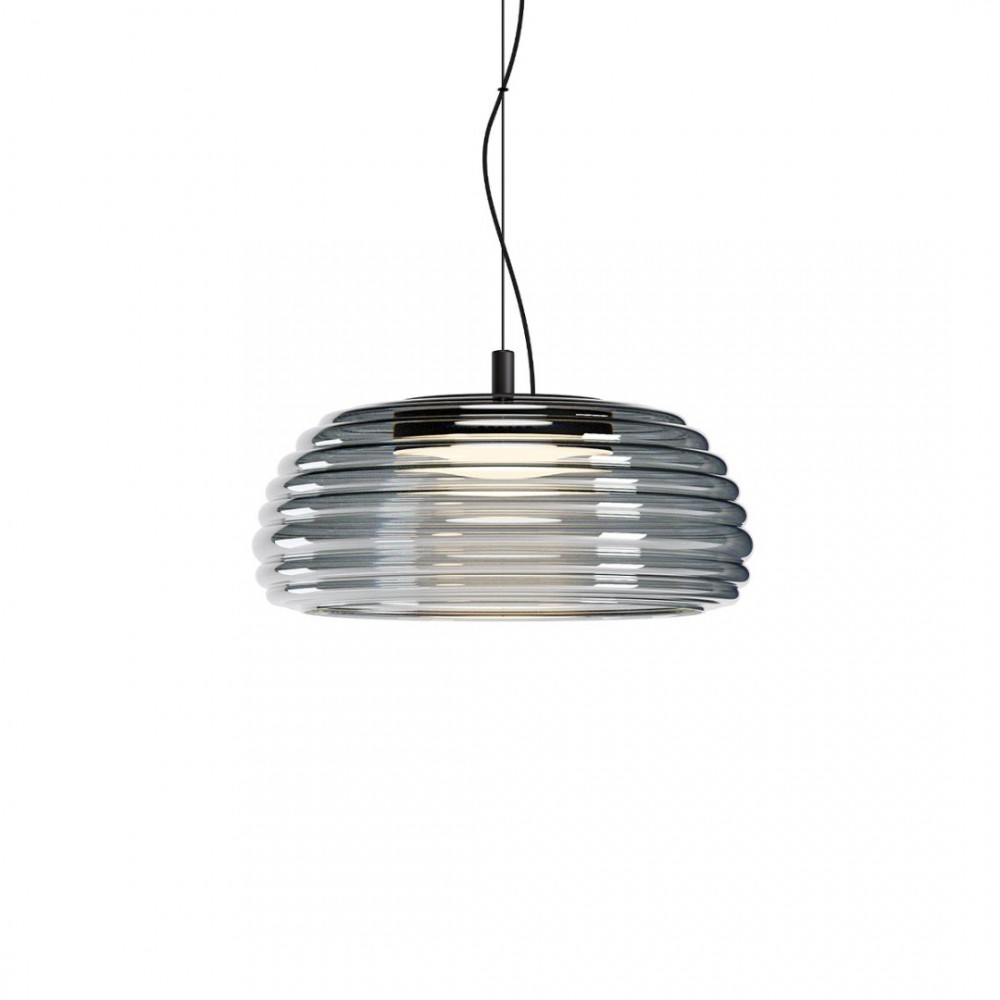 Suspension Redo Ondula, metal, glass, smoke/sand black, dimmable, LED CCT, 20W, 1984 lumens, warm white 2700K/3000K, D.41 cm