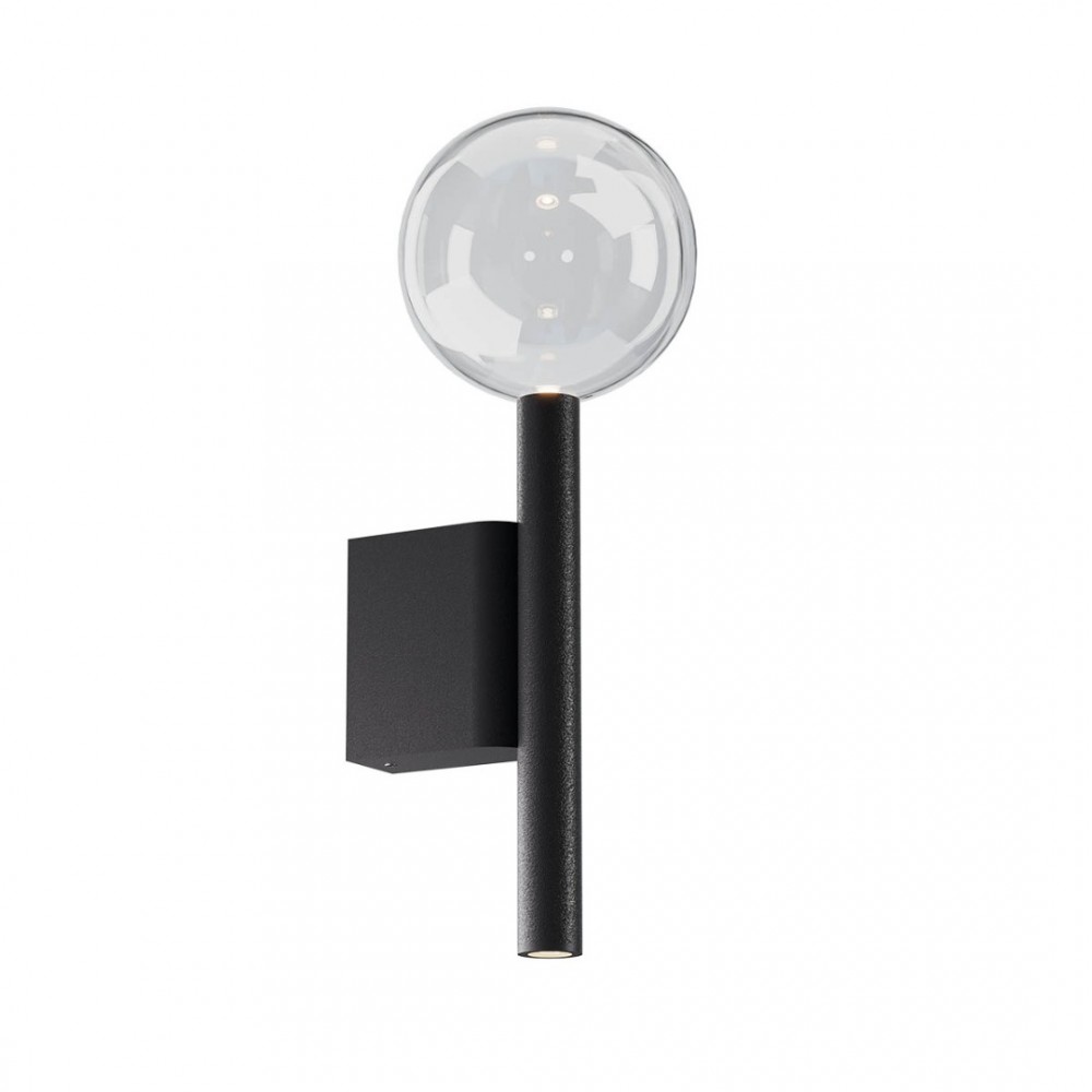Wall lamp Redo Bolla, metal, glass, sand black, LED CCT, 12W, 1109 lumens, warm white 2700K/3000K, H.34 cm