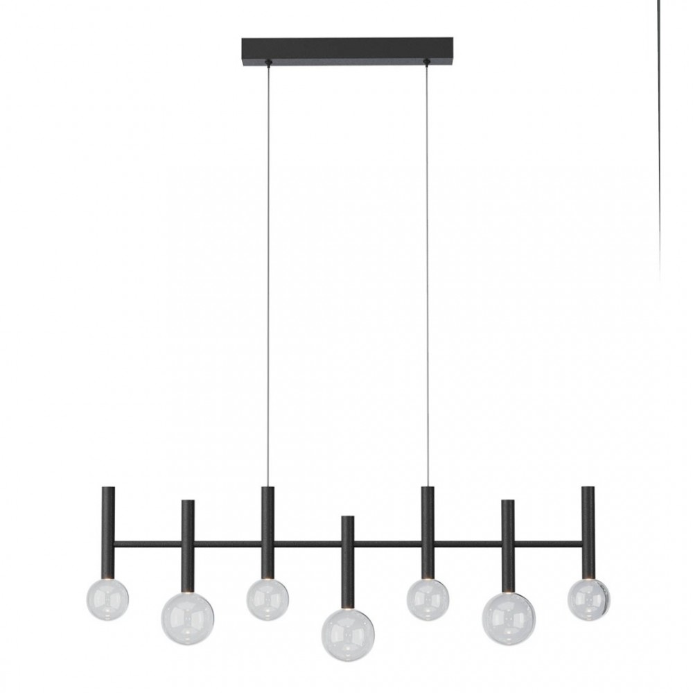 Pendant lamp Redo Bolla, metal, glass, sand black, LED CCT, 32W, 2299 lumens, warm white 2700K/3000K, L.98 cm