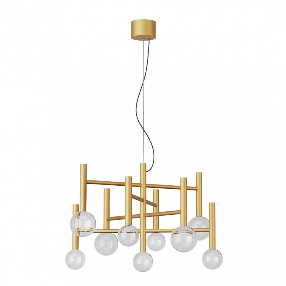 Pendant lamp Redo Bolla, metal, glass, matt gold, LED CCT, 42W, 3212 lumens, warm white 2700K/3000K, D.65 cm