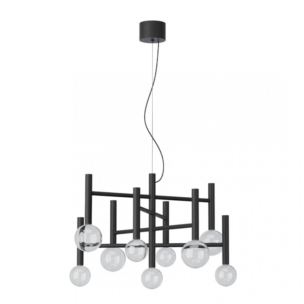 Pendant lamp Redo Bolla, metal, glass, sand black, LED CCT, 42W, 3212 lumens, warm white 2700K/3000K, D.65 cm
