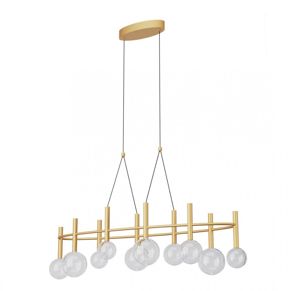 Pendant lamp Redo Bolla, metal, glass, matt gold, LED CCT, 44W, 3312 lumens, warm white 2700K/3000K, L.121 cm