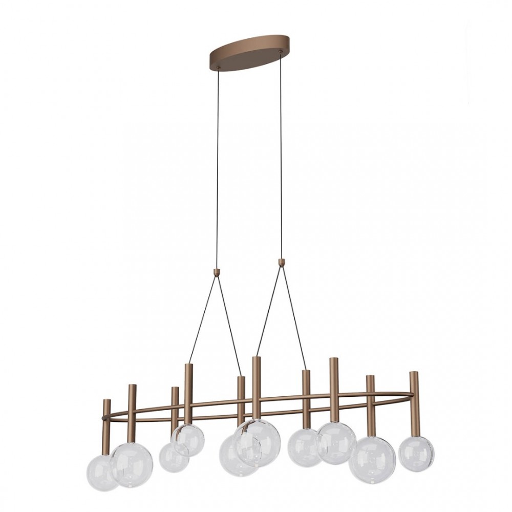 Pendant lamp Redo Bolla, metal, glass, matt coffee, LED CCT, 44W, 3312 lumens, warm white 2700K/3000K, L.121 cm