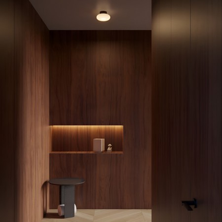 Ceiling lamp Redo Ethos, metal, glass, sand black, LED CCT, 9W, 668 lumens, warm white 2700K/3000K, D.15 cm